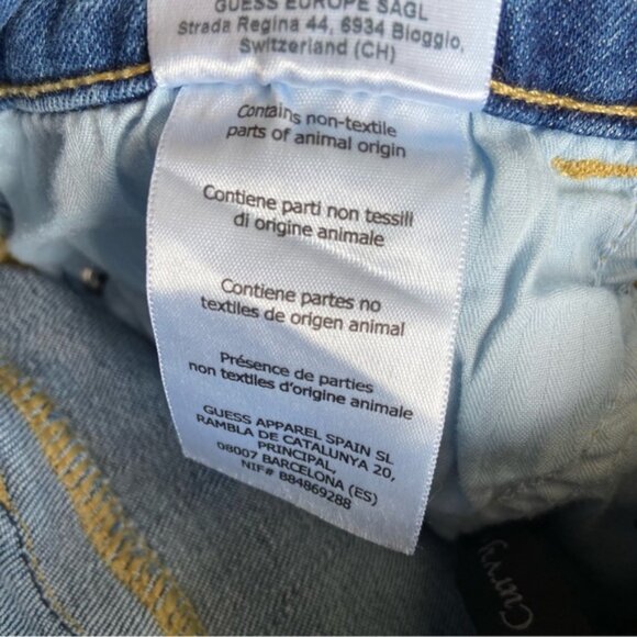 Guess Power curvy skinny blue jeans mid rise waist straight leg silver logo 27 - Picture 6 of 10